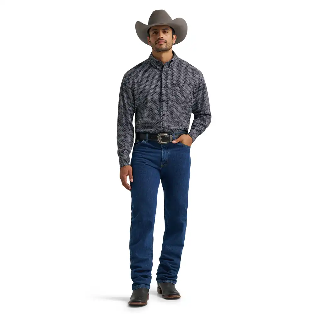 wrangler® george strait™ performance button down shirt - black paisley