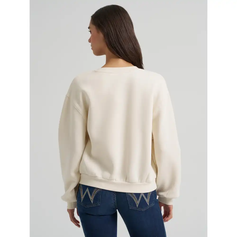 women's wrangler boot graphic pullover - cream