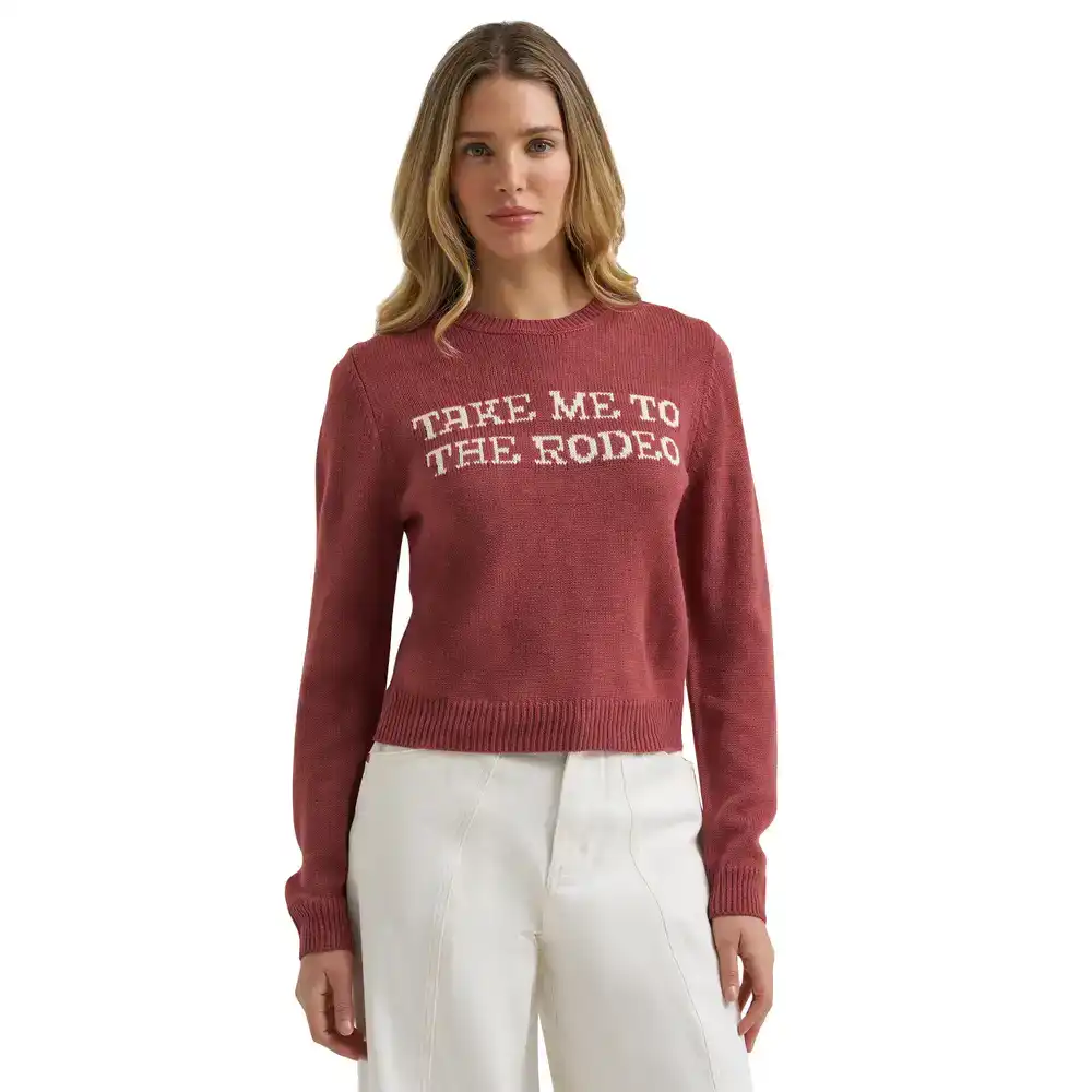 women's wrangler stay a while sweater - rodeo rose