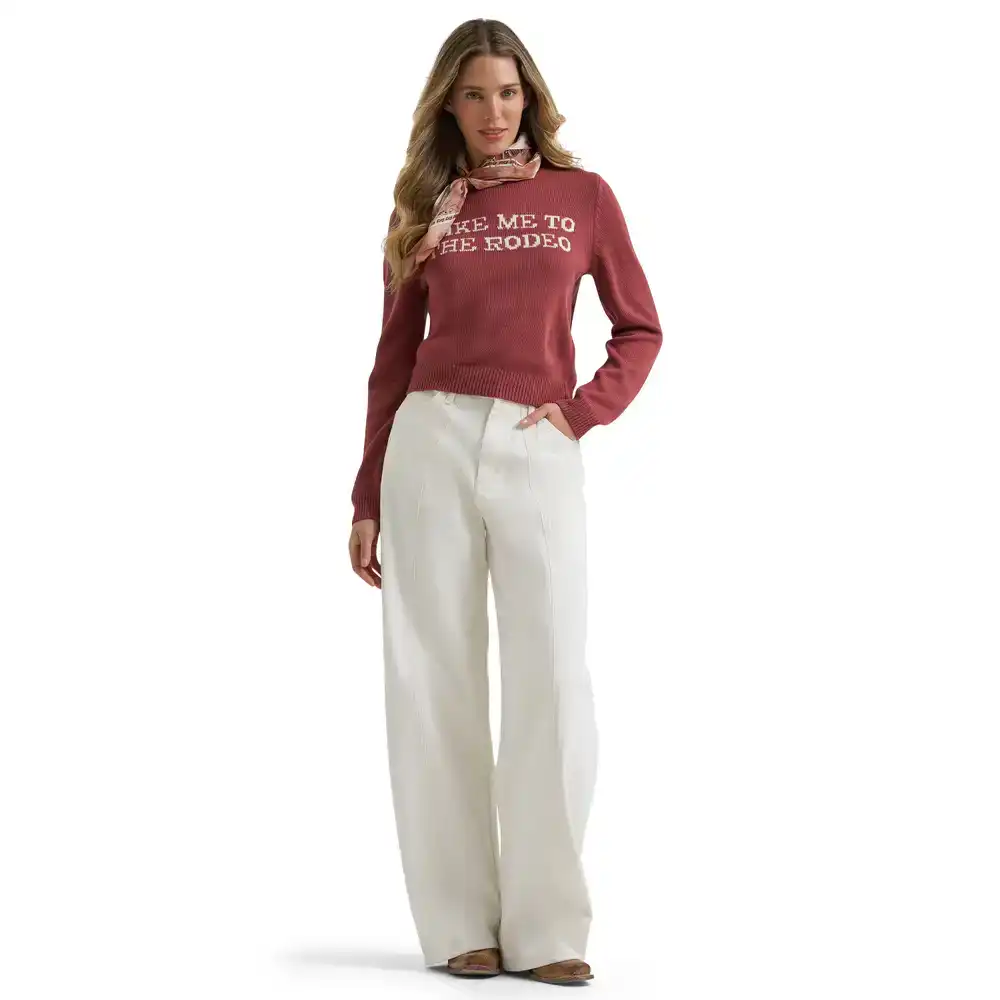 women's wrangler stay a while sweater - rodeo rose
