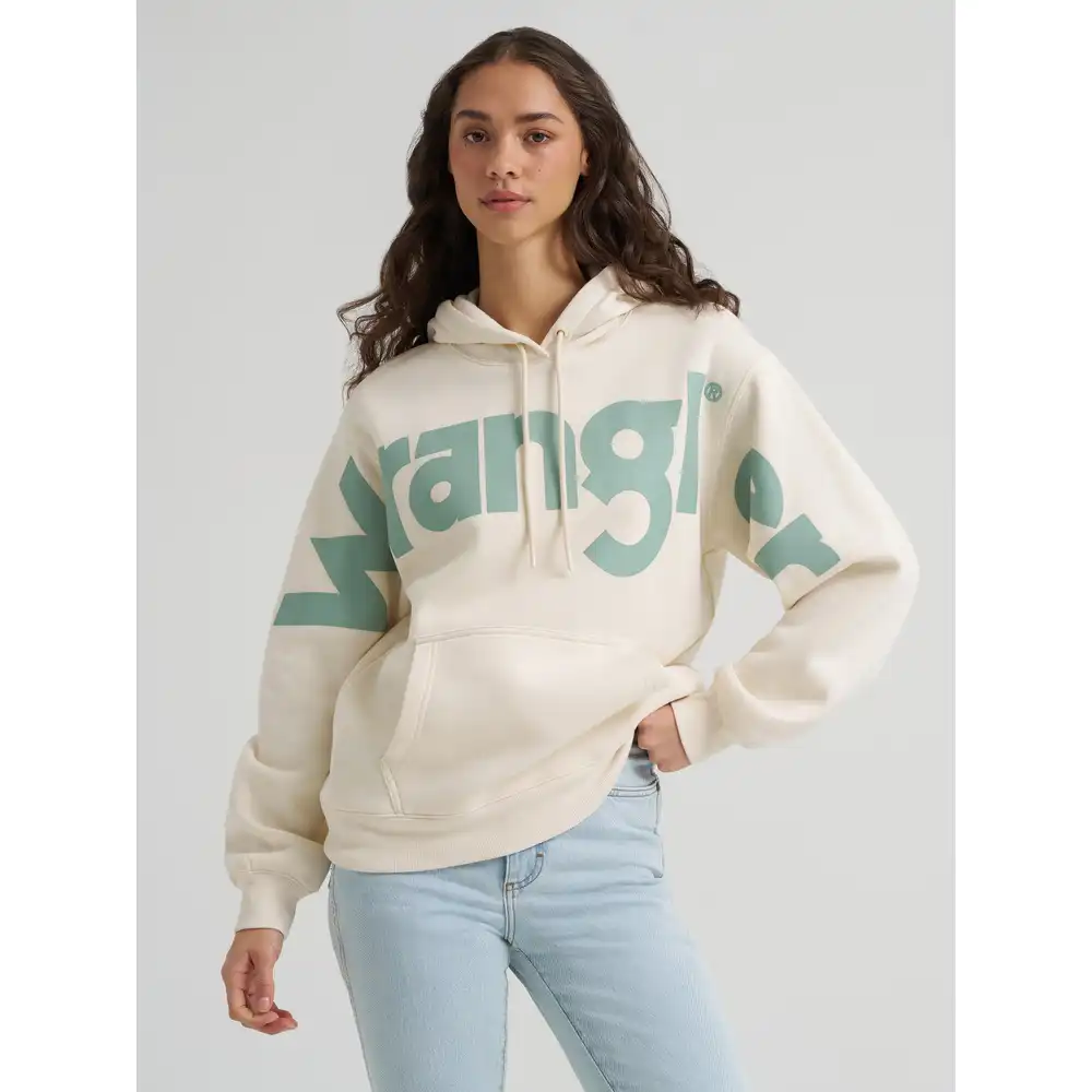women’s wrangler wide open spaces logo hoodie - frozen pond