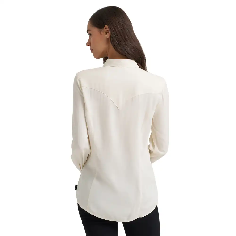 women's slim concho button shirt - white