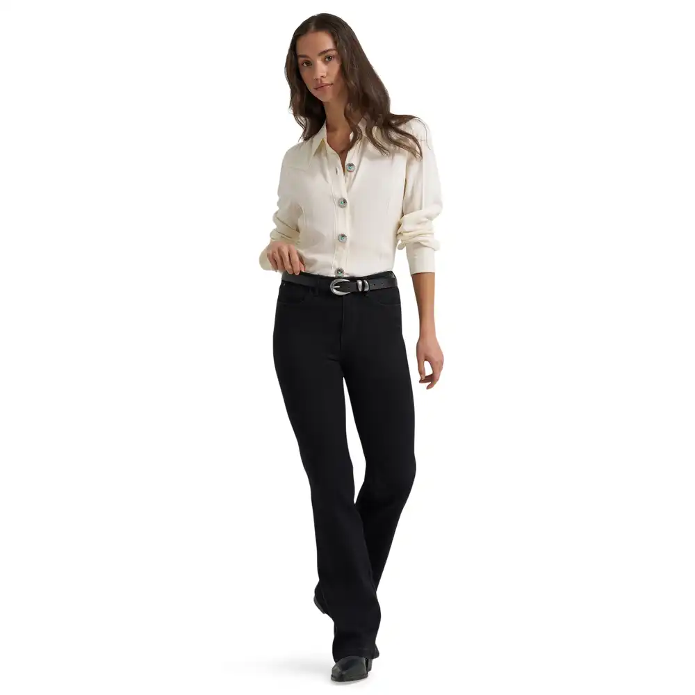 women's slim concho button shirt - white