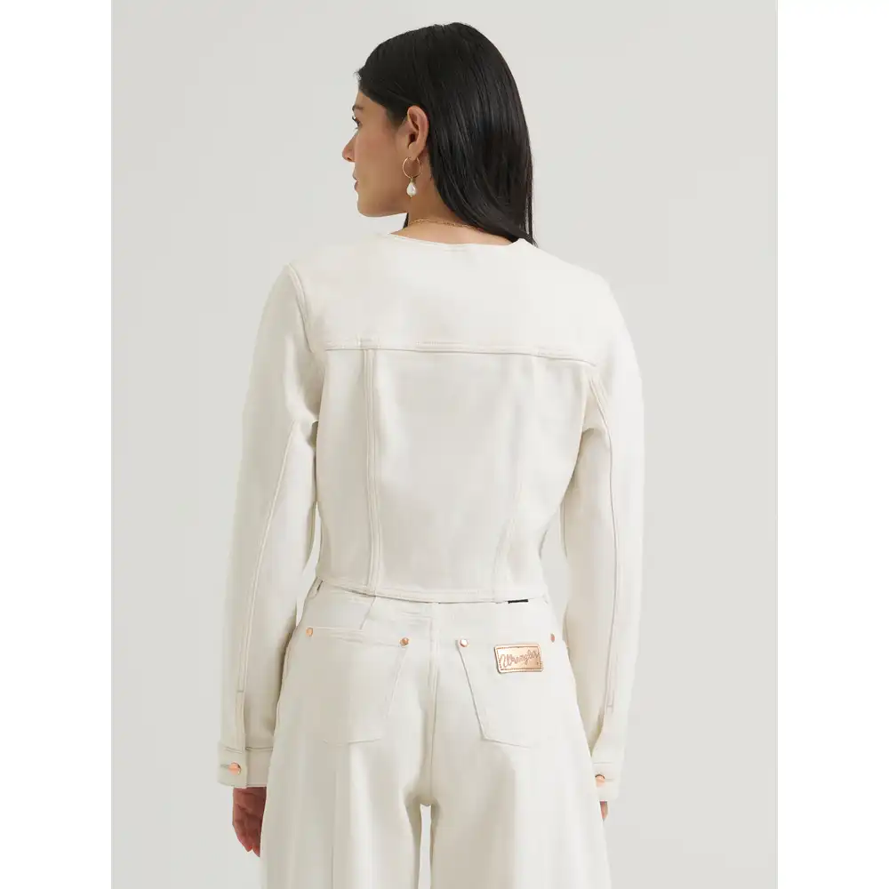 lainey wilson x wrangler pleated tour denim top - pearl white