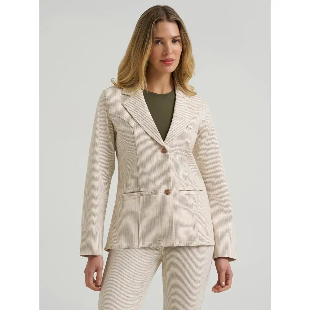 women's wrangler western pinstripe blazer - cream