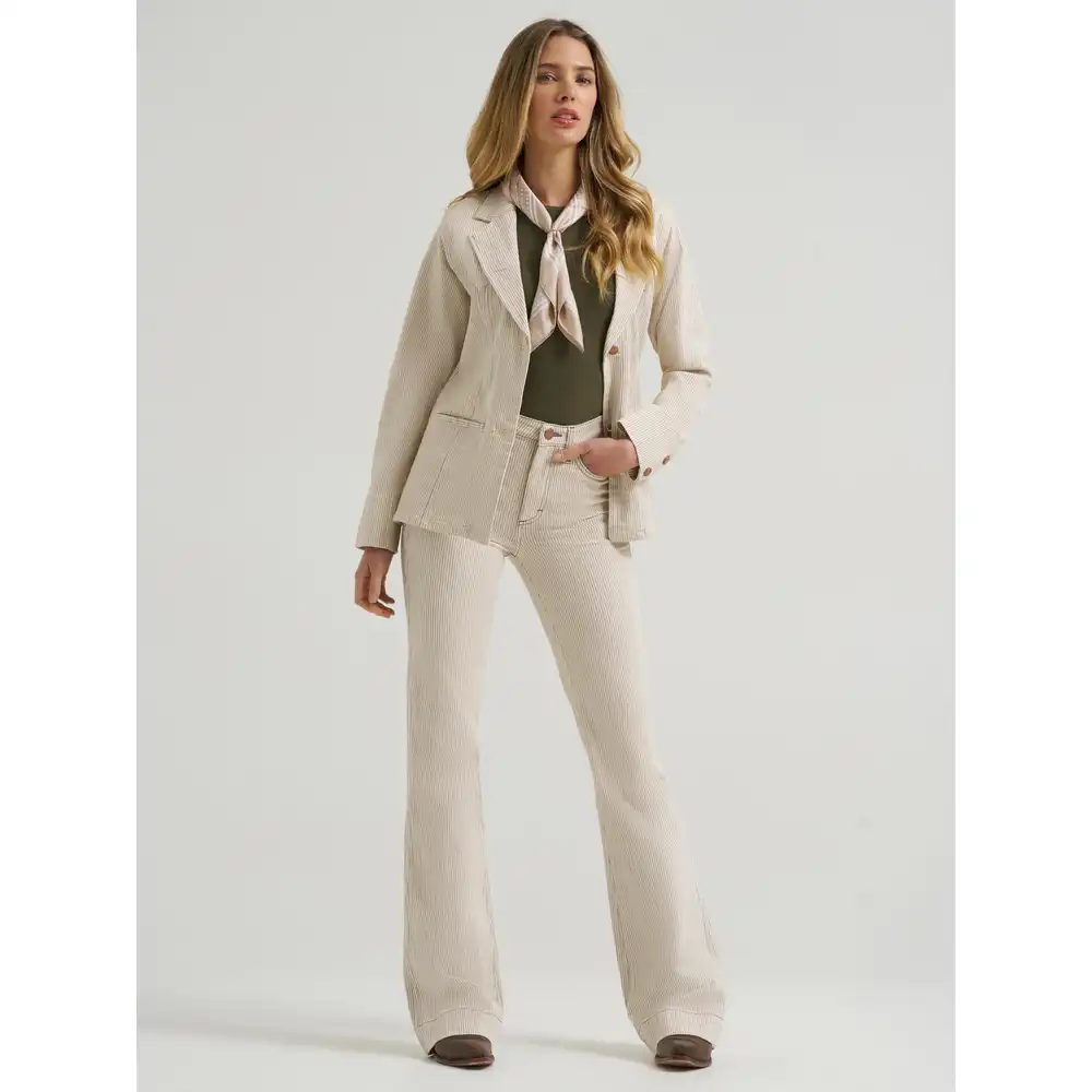 women's wrangler western pinstripe blazer - cream