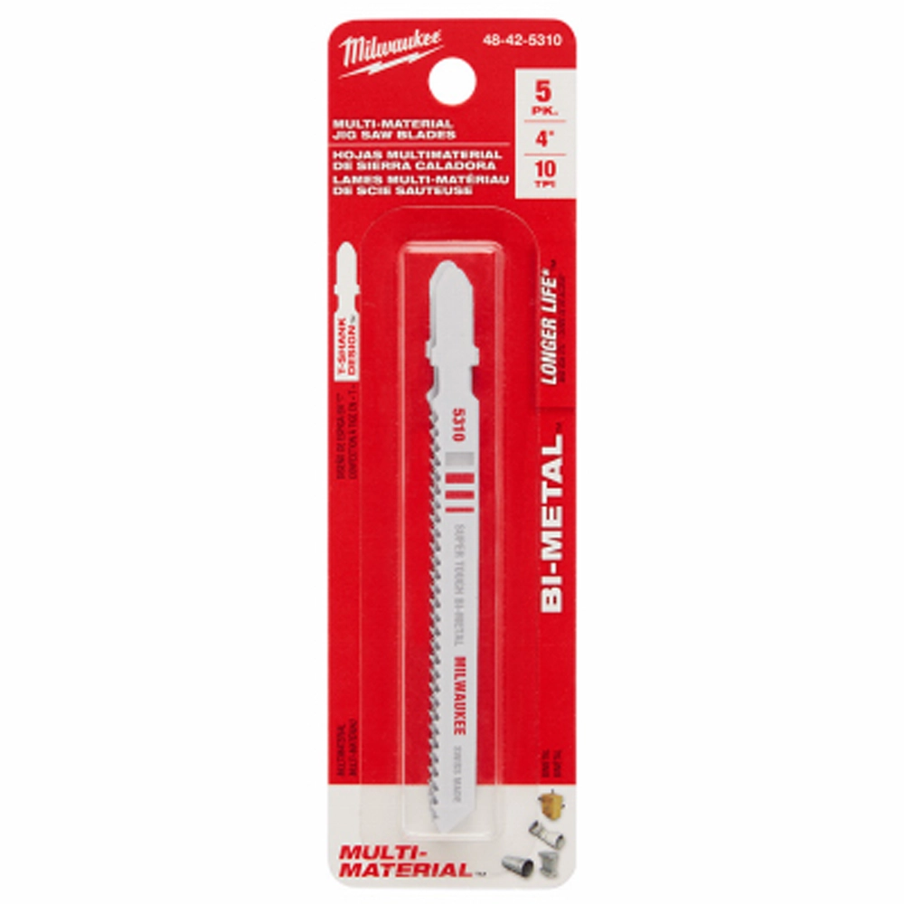 Jig Saw Blades, T Shank, Bi-Metal, 4 In., 5-Pack.