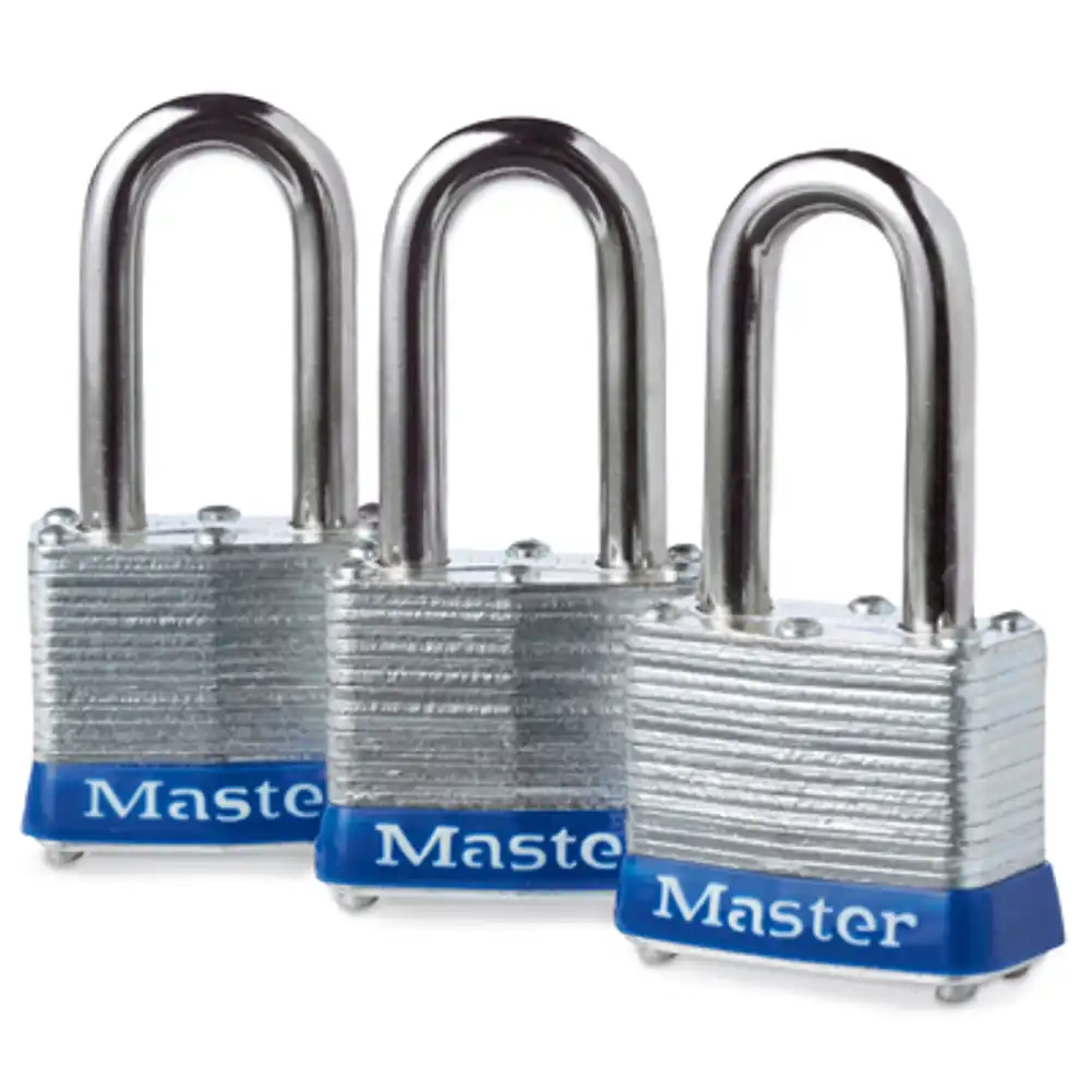 laminated keyed-alike padlocks, 1-9/16 in. long-shackle, 3-pk.