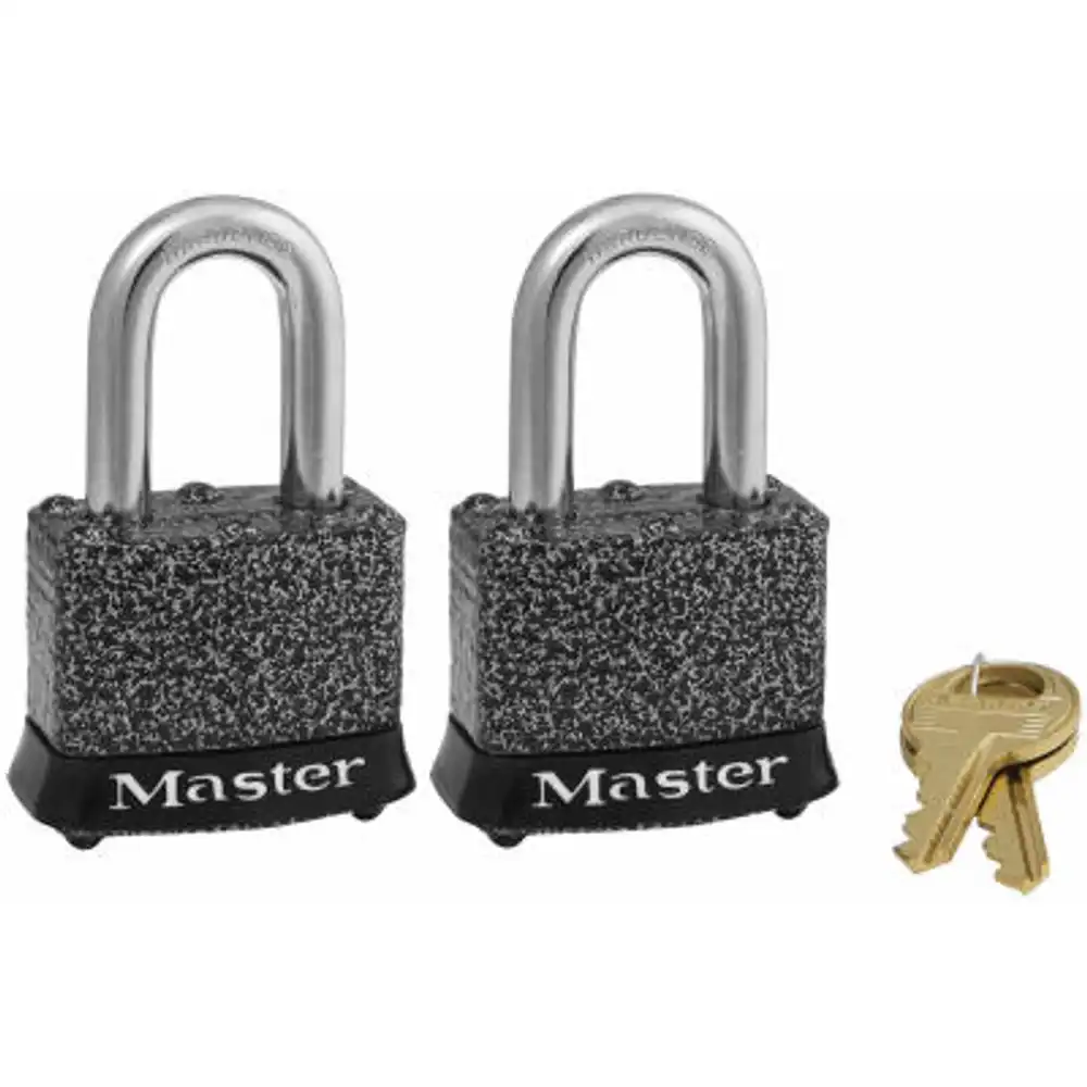 keyed-alike steel padlocks, rust-oleum finish, laminated, 2-pack, 1-1/2 in.