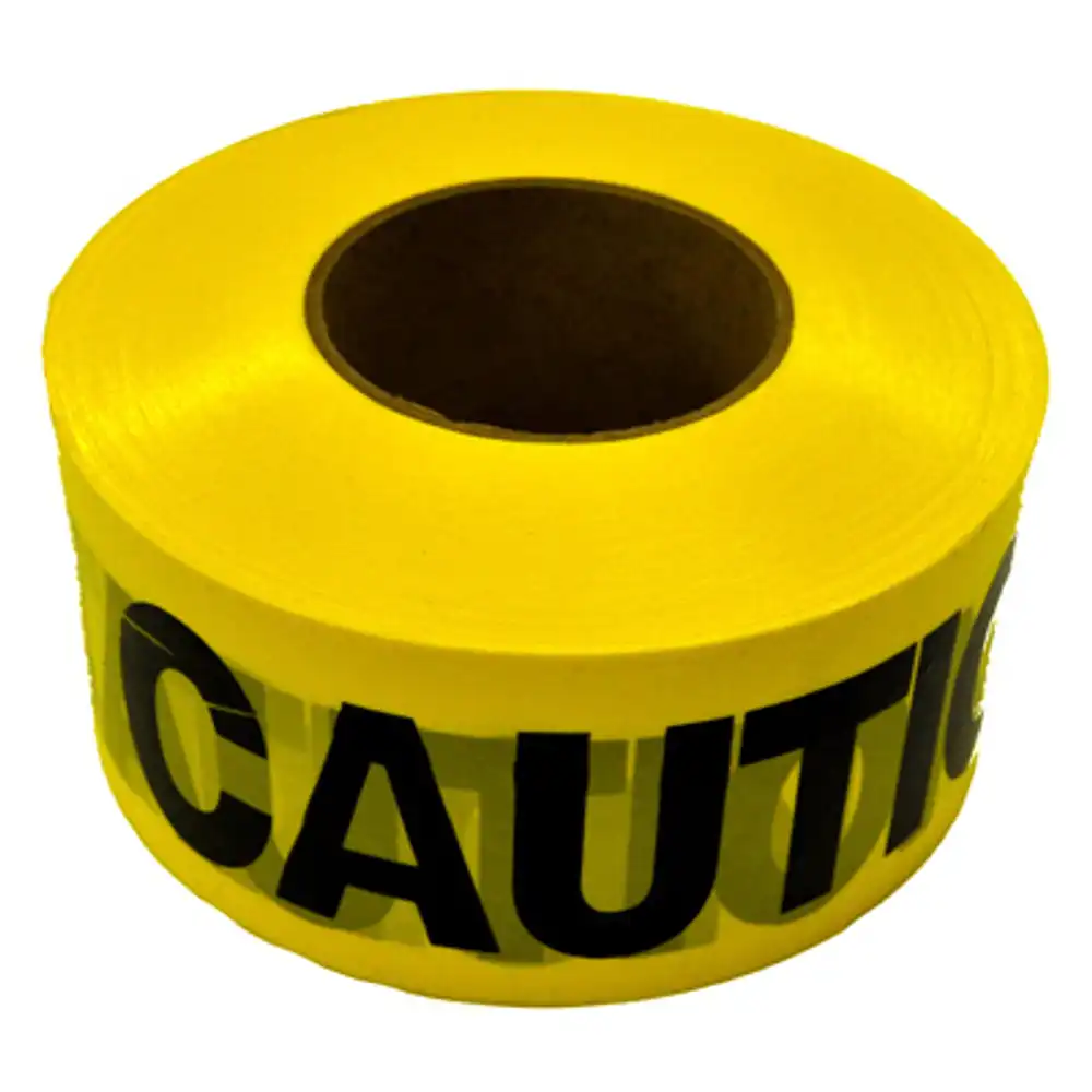 "caution" barricade tape, yellow, waterproof, 3 in. x 1,000 ft.