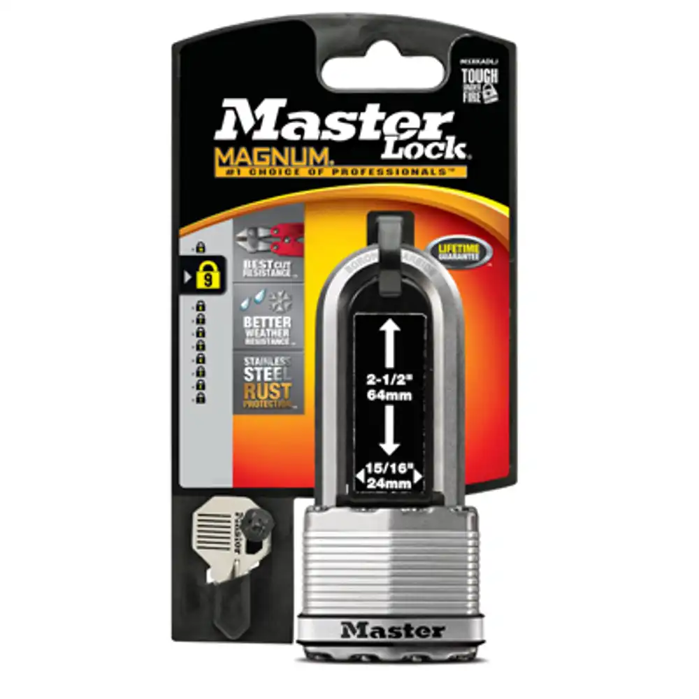 magnum keyed laminated padlock, 2-in., 2.5-in. boron long shackle