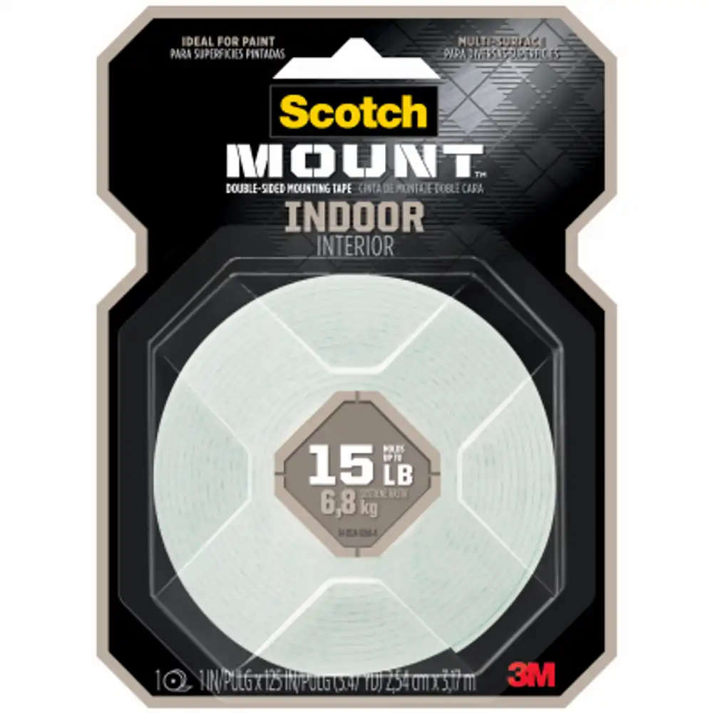 double-sided mounting tape, indoor, 1 x 125 in.