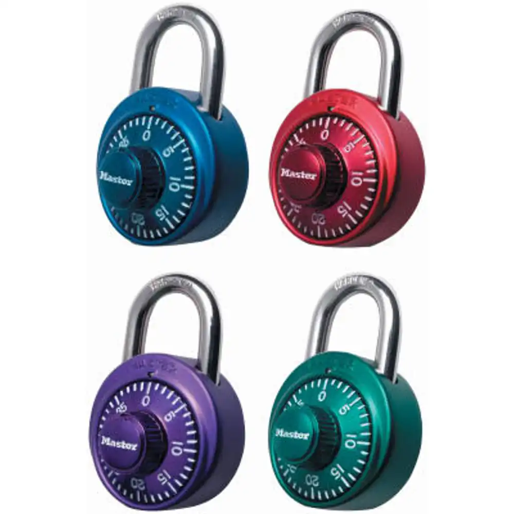 combination lock, 3-digit, anodized, assorted colors