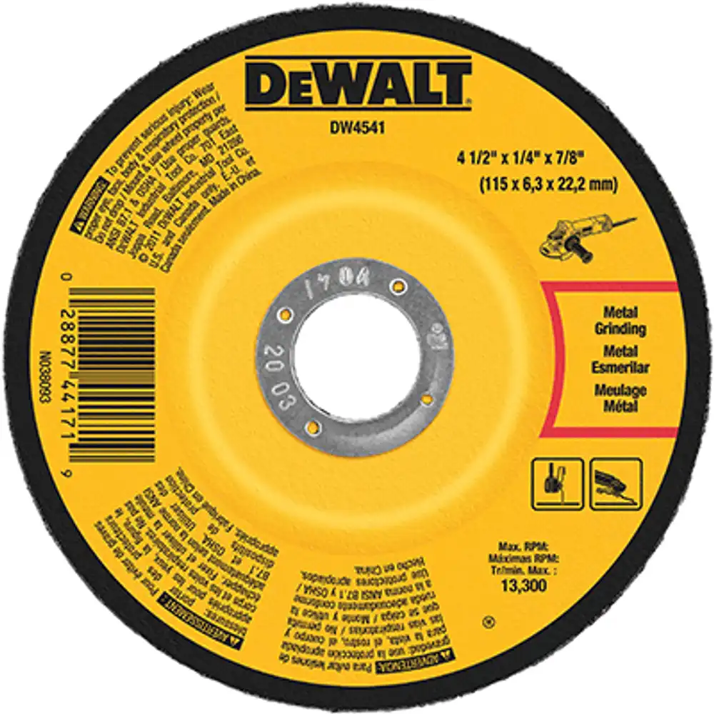 grinding wheel, 4-1/2 x 1/4 x 7/8 in.