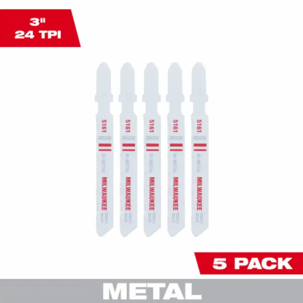 metal-cut jig saw blades, t shank, bi-metal, 24 tpi, 3 in., 5-pk.