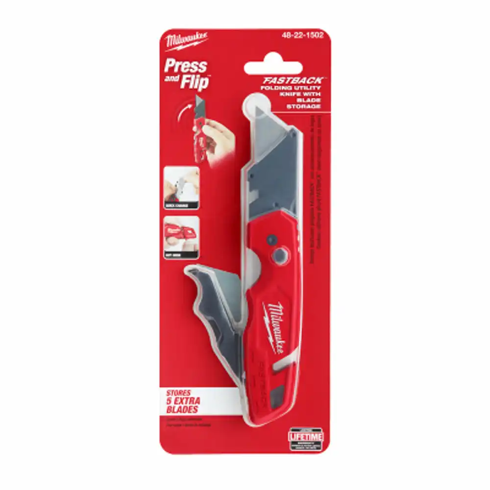 fastback folding utility knife, quick blade change, blade storage