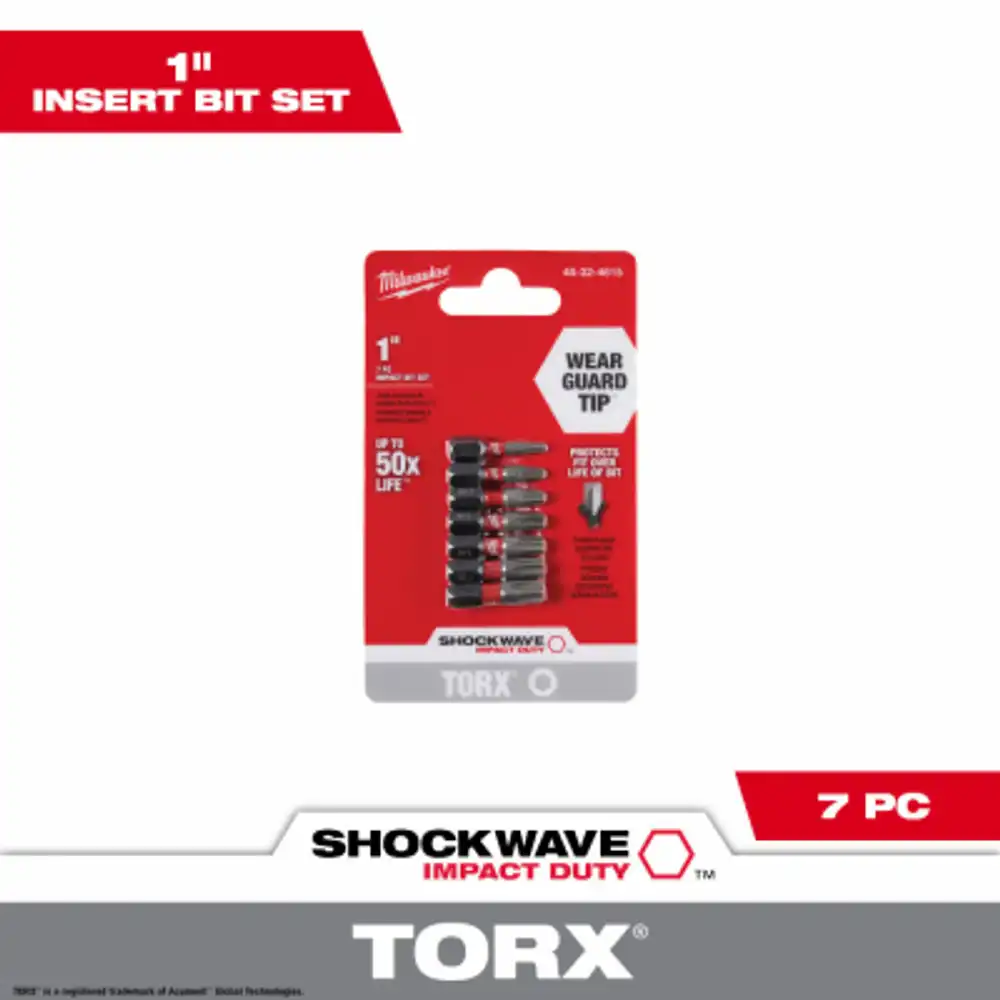7-pc. shockwave torx insert bit set, 1 in.