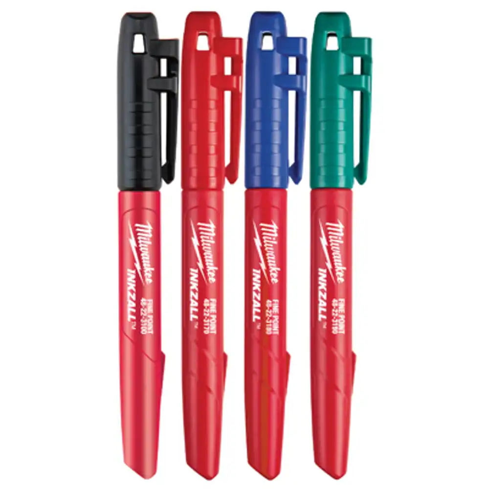 inkzall job site markers, fine point, multi color 4-pk.