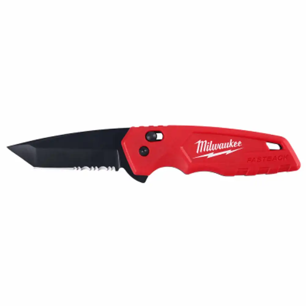 fastback spring-assisted folding utility knife, rubber grip
