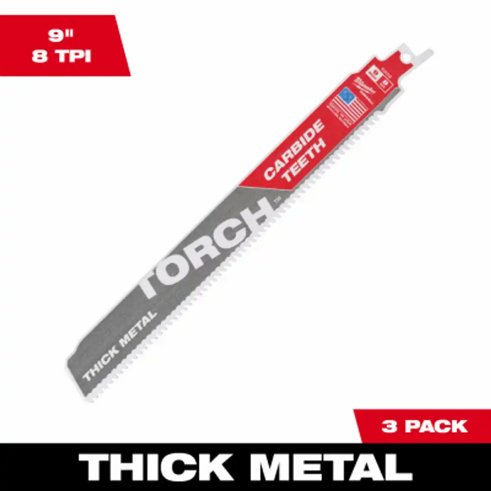sawzall the torch reciprocating saw blades, carbide teeth, 8 tpi, 9 in., 3-pk.