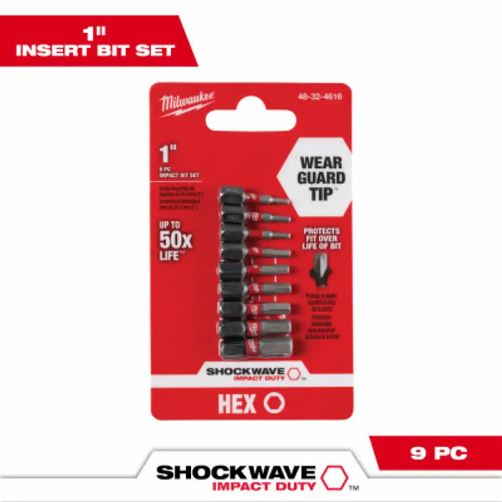 9-pc. shockwave impact hex insert bit set