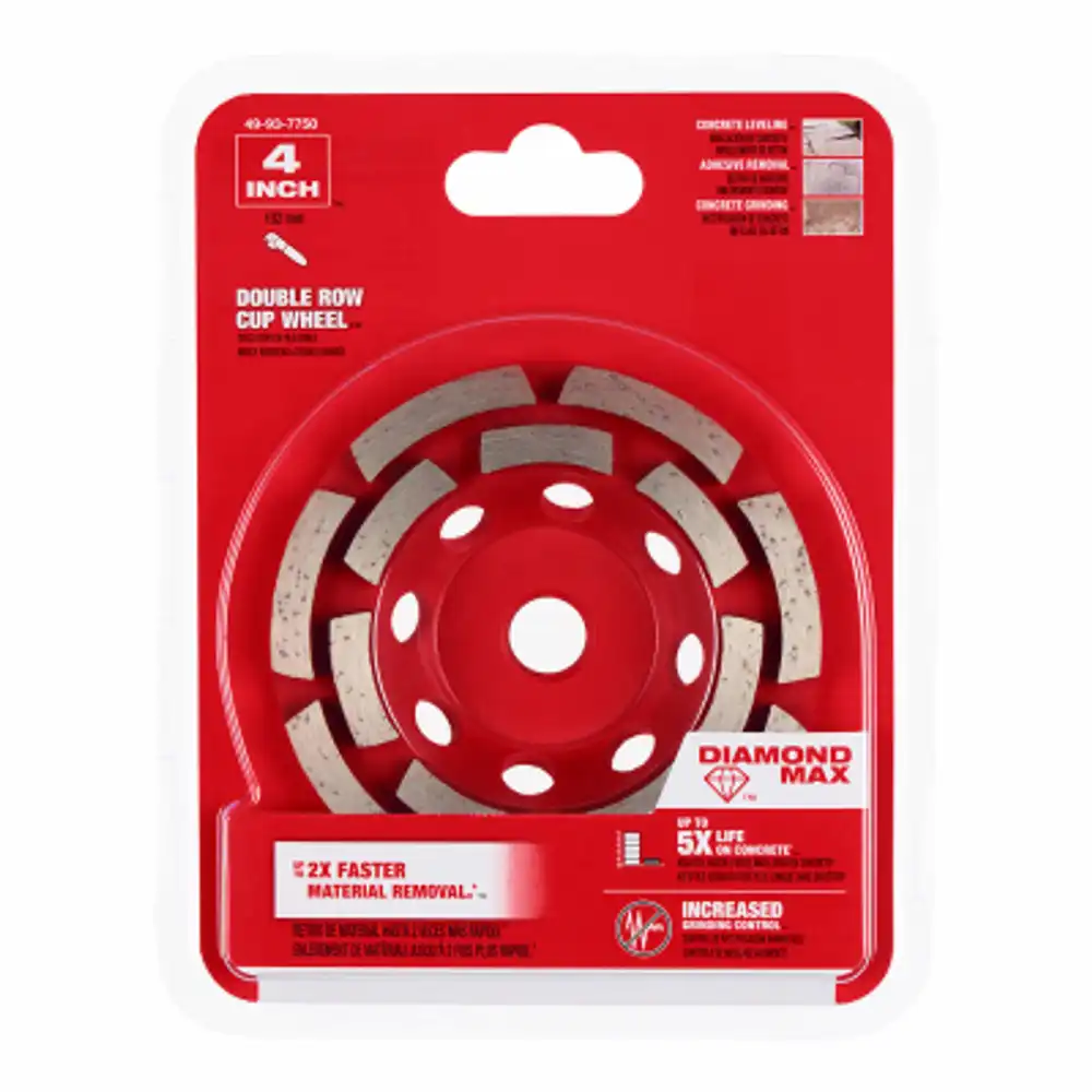 diamond cup grinder wheel, double row, 4 in.