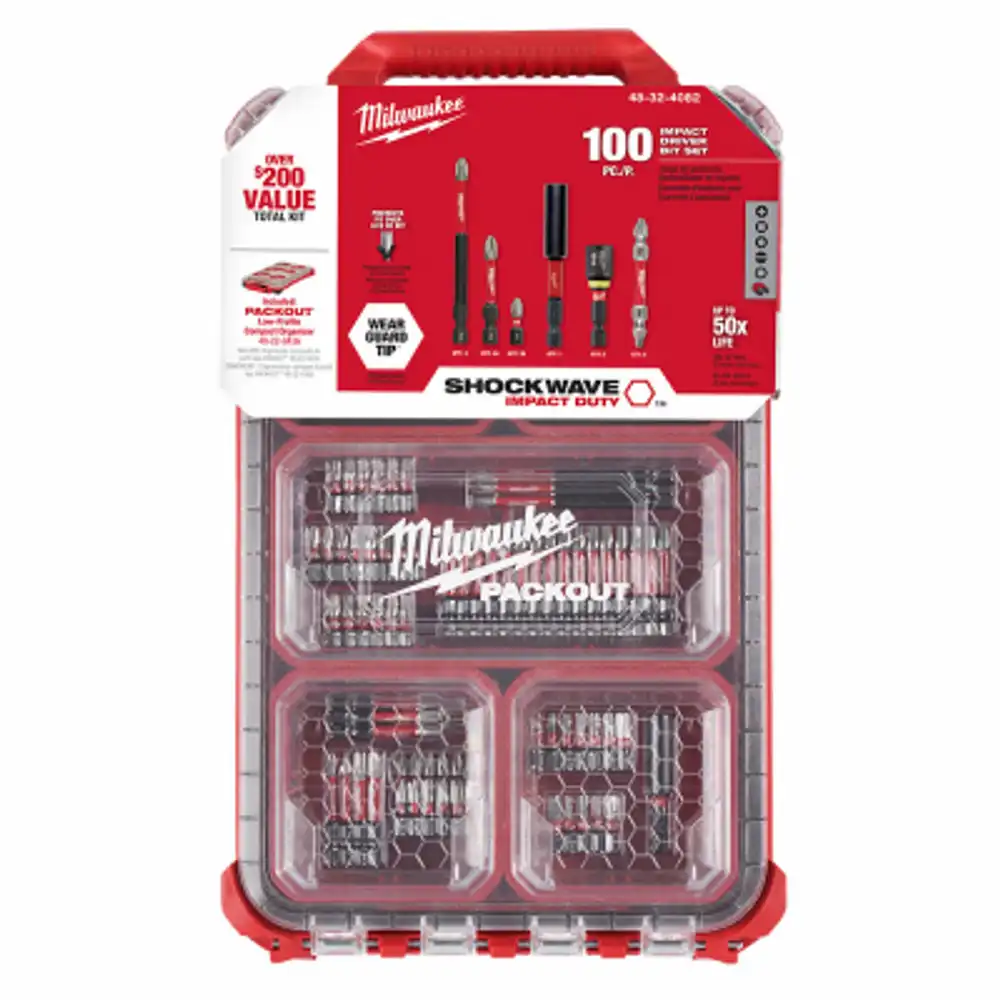 100-pc. shockwave impact driver bit set, packout case