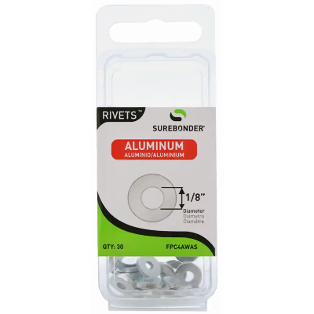 aluminum washers, 1/8 in. dia., 30-pk.