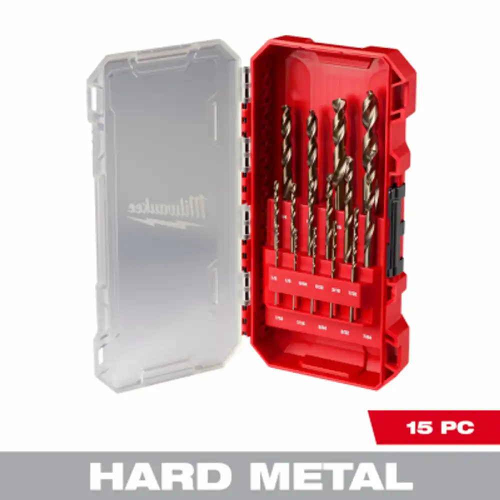 15-pc. red helix cobalt drill bit set