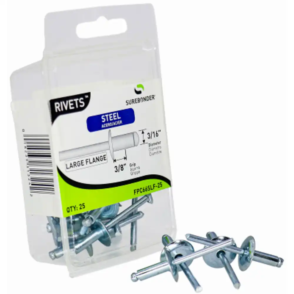 25-pack steel medium-large snowmobile rivets