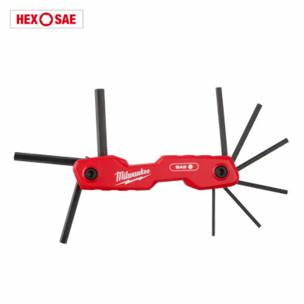 9-key folding hex key set, sae