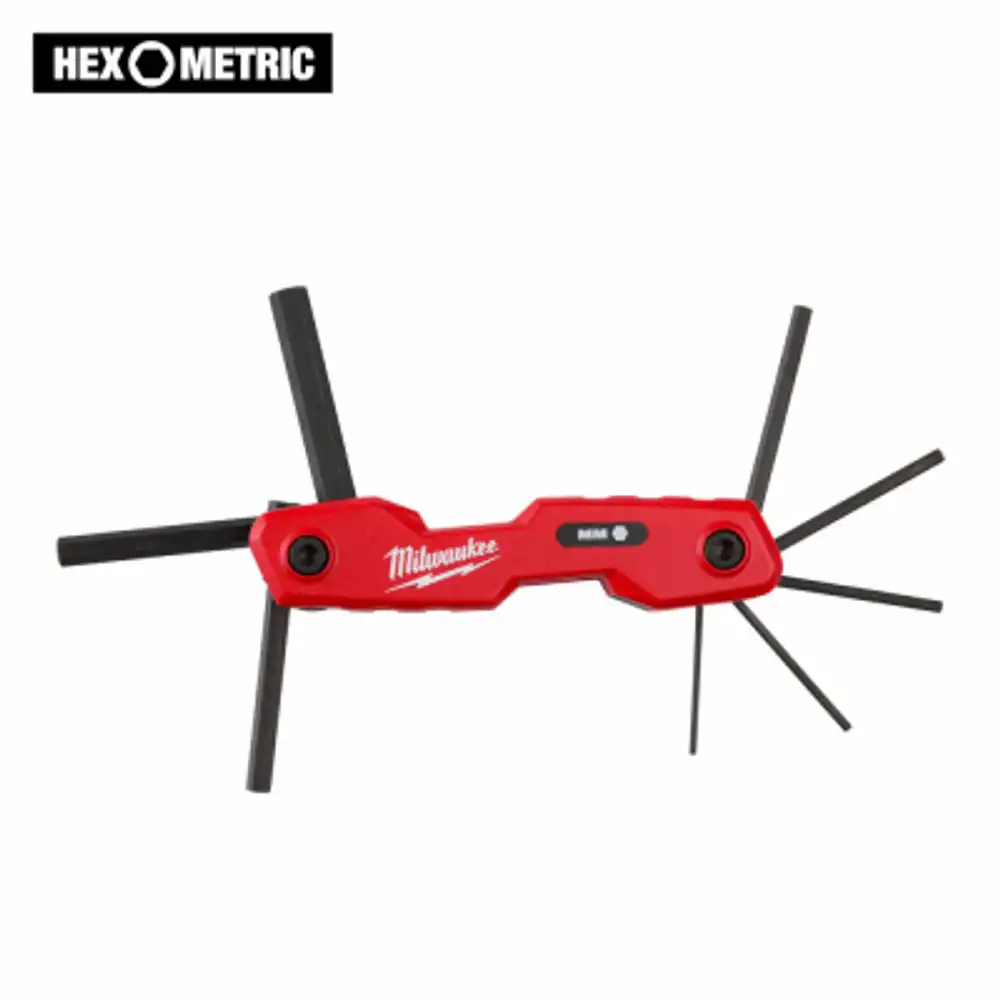 8-key folding hex key set, metric