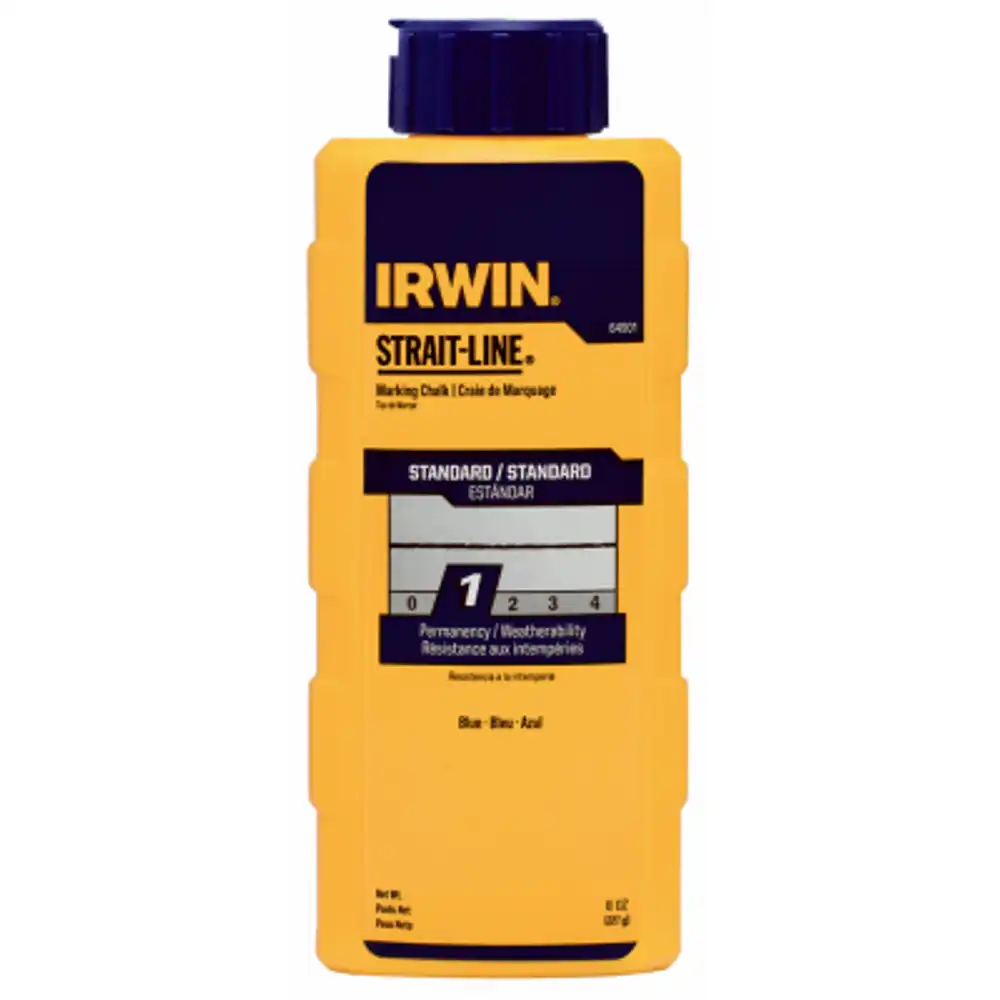 strait-line blue powder chalk, 8 oz. plastic bottle
