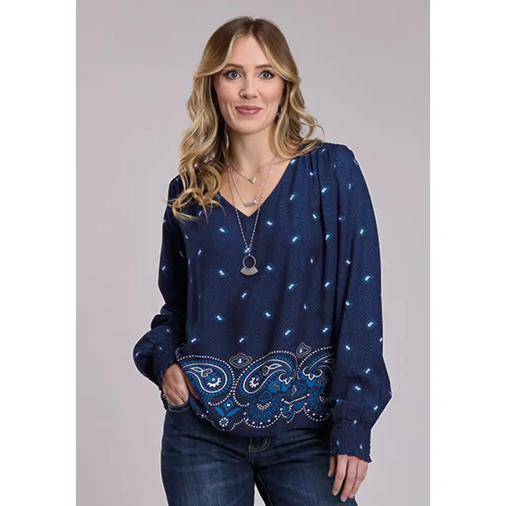 women's west collection bandana blouse - royal
