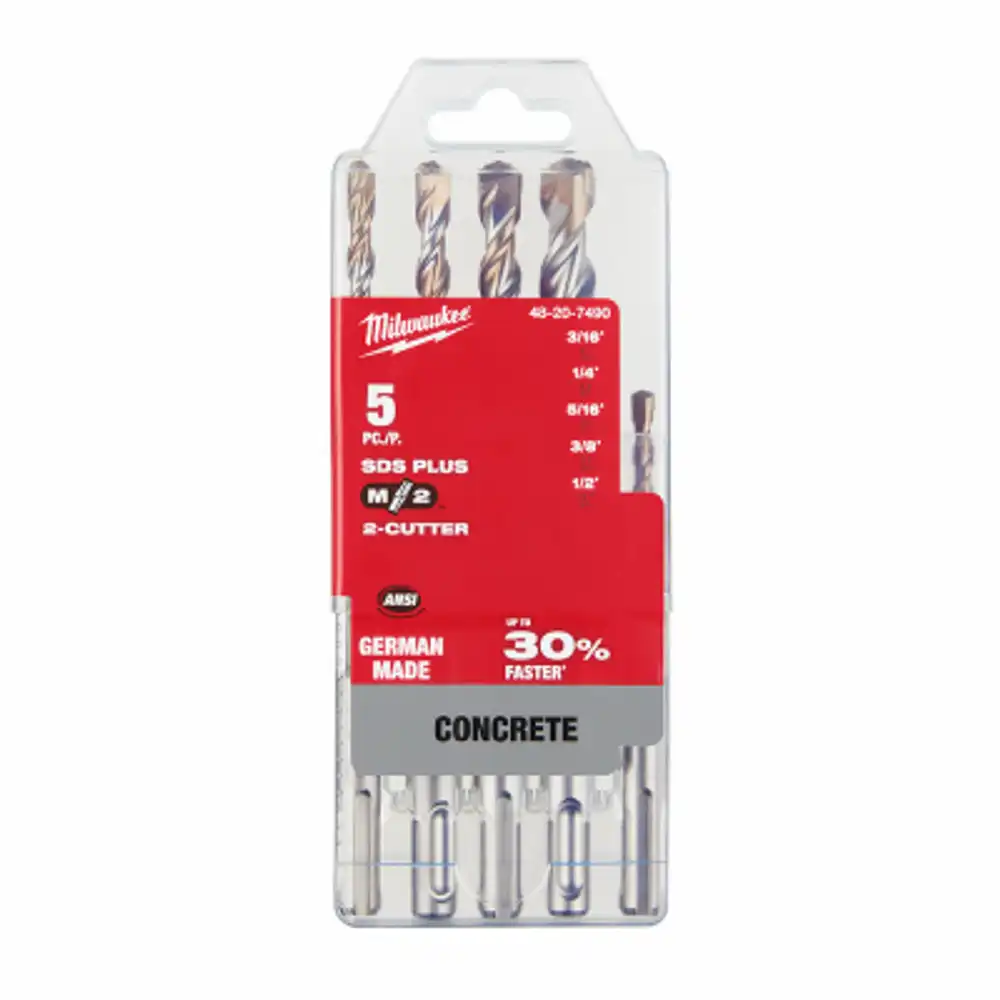 5-pc. 2-cutter sds plus hammer drill bit set