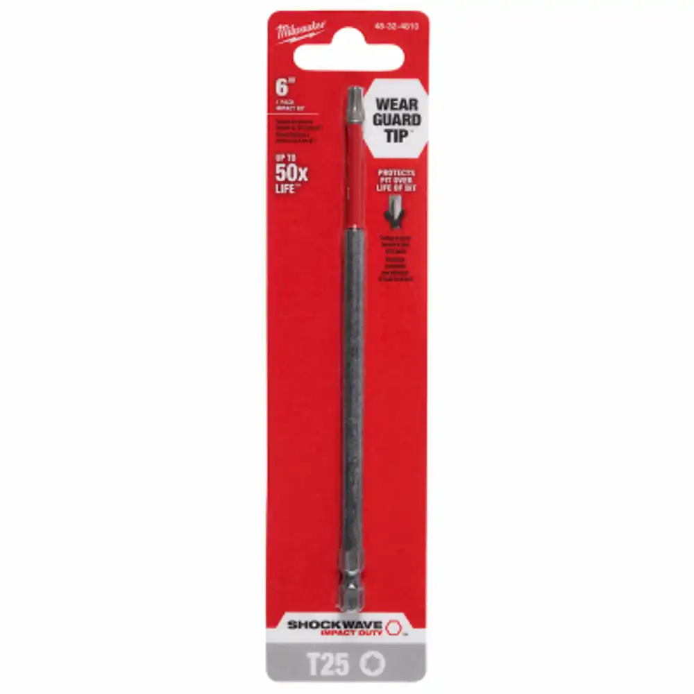 shockwave torx t25 impact power bit, 6 in.