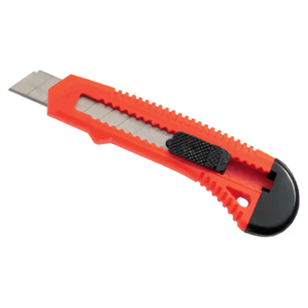 plastic snap off utility knife, 8-pt., 18-mm.