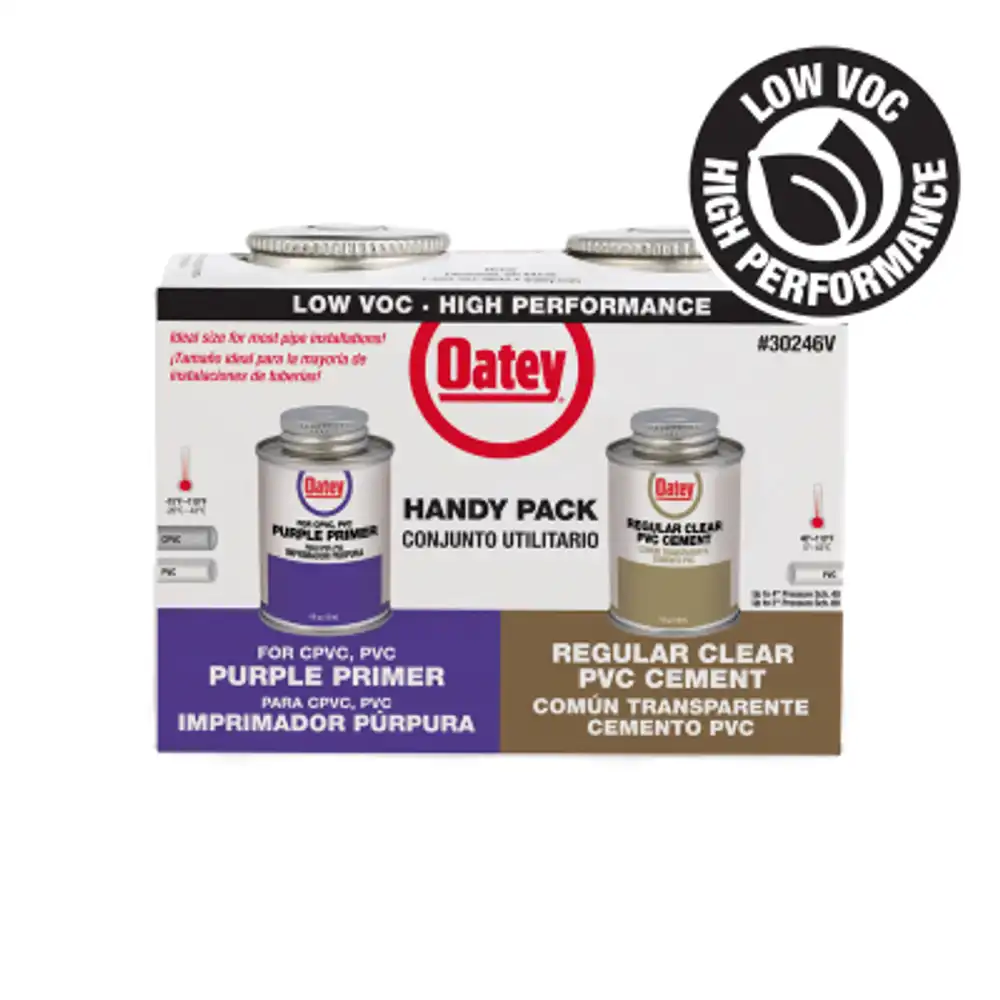 handy pack pipe cement weld kit, 4 oz. purple primer + 4 oz. clear pvc cement