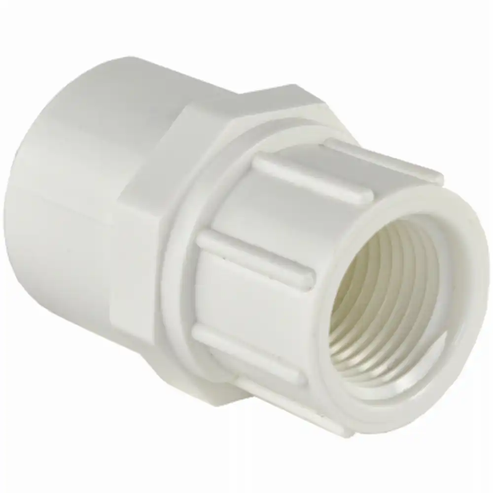 schedule 40 pipe adapter, reducing, slip x fpt, white, 3/4 in. x 1/2 in.