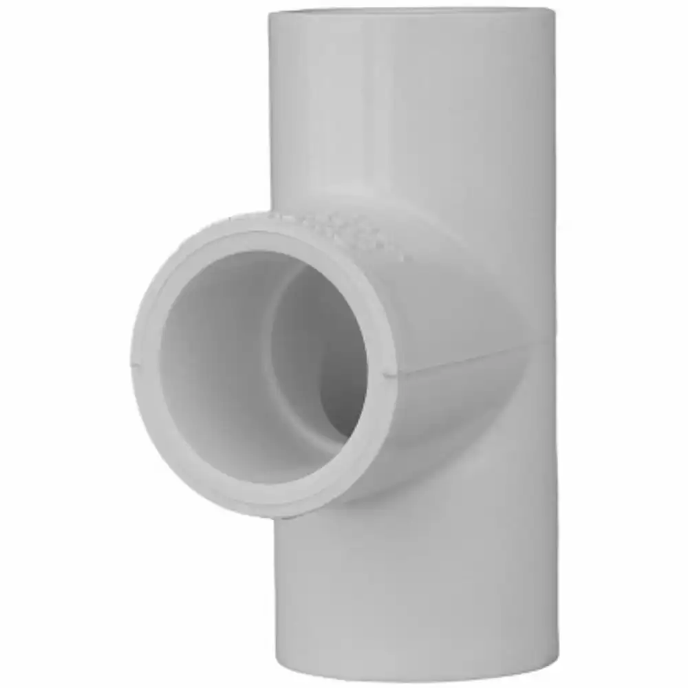 schedule 40 reducing pipe tee, slip x slip x slip, white, 1 x 1 x 3/4 in.