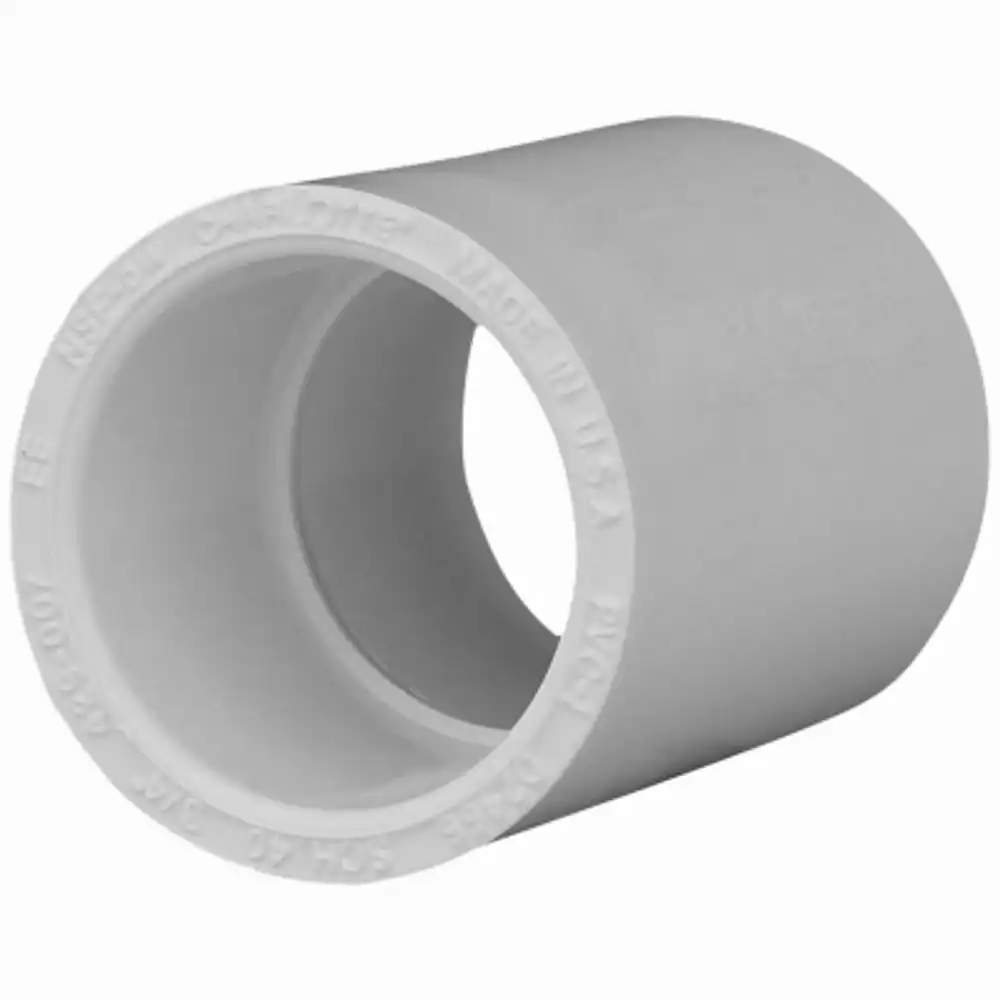 schedule 40 pvc pressure coupling, white pvc, 1-1/2 in.
