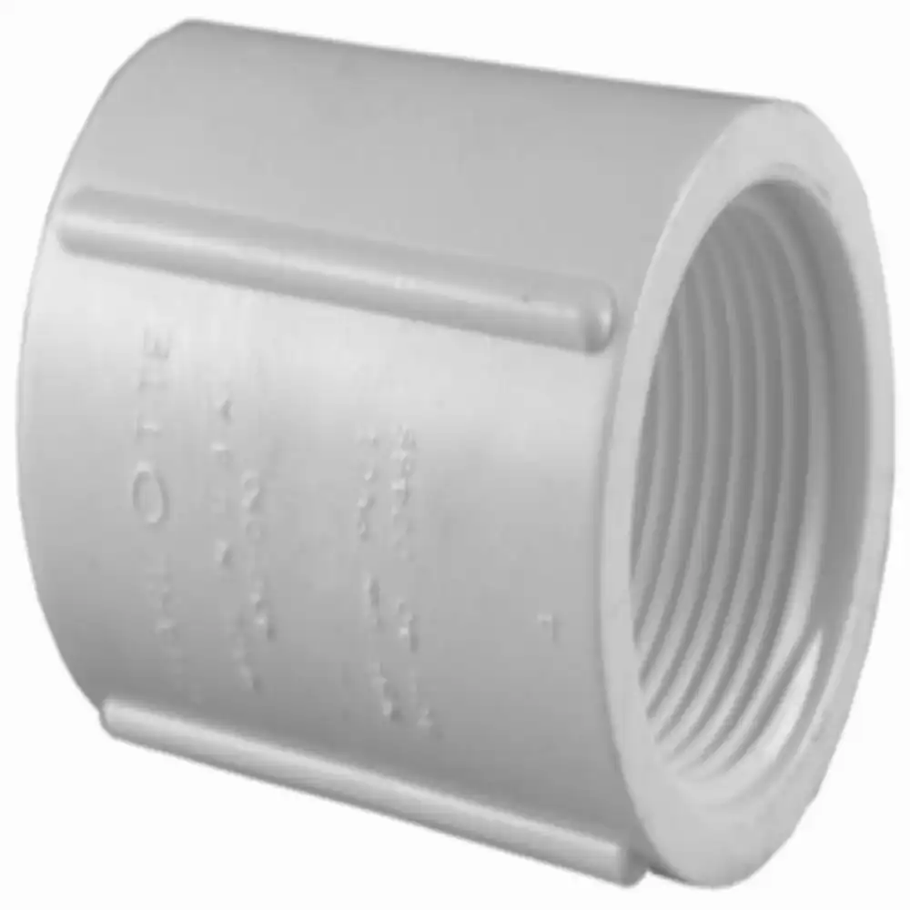 schedule 40 pvc pressure coupling, fip x fip, white, 1/2 in.