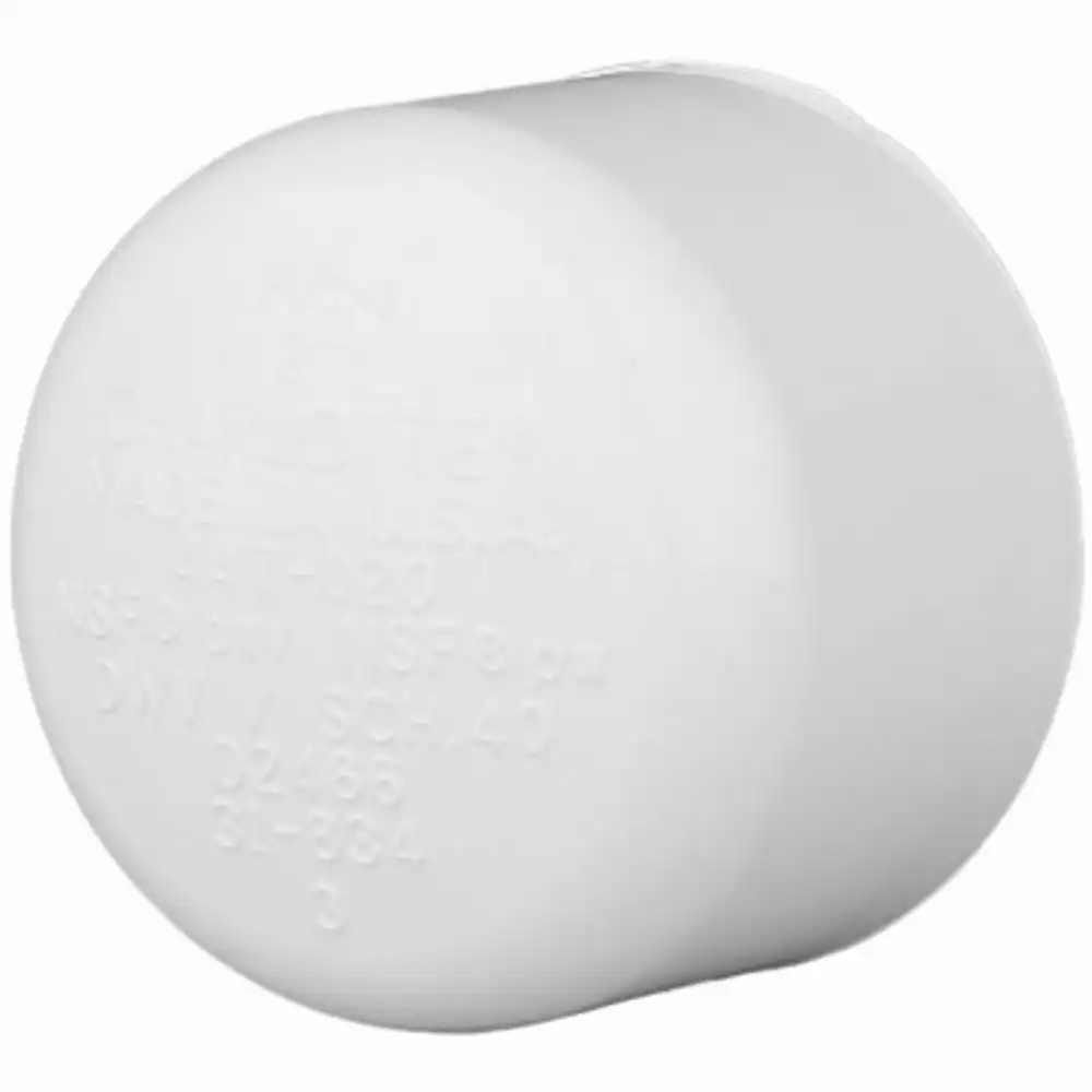 schedule 40 pvc pressure pipe cap, white, 2 in.