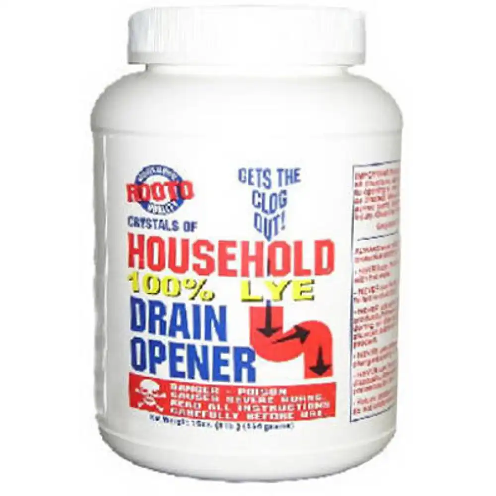 lye crystal drain opener, 1 lb.