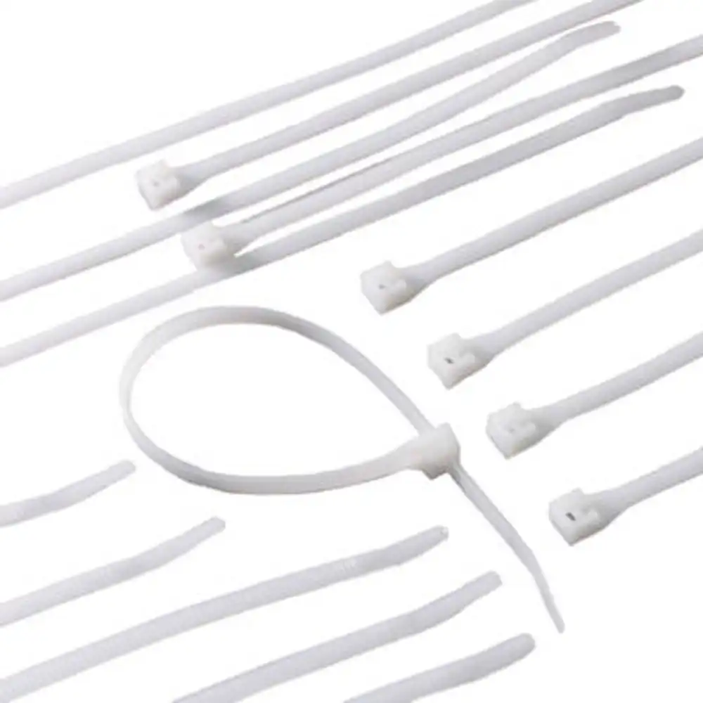 cable tie, nylon, white, 14-in., 100-pk.