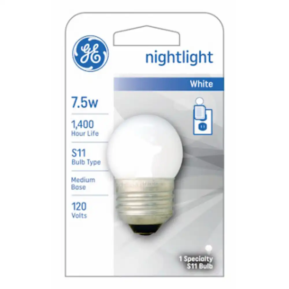 night light bulb, white, 7.5 watt