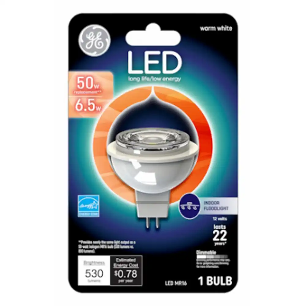 led floodlight bulb, bright white, clear, mr16, 500 lumens, 7 watt