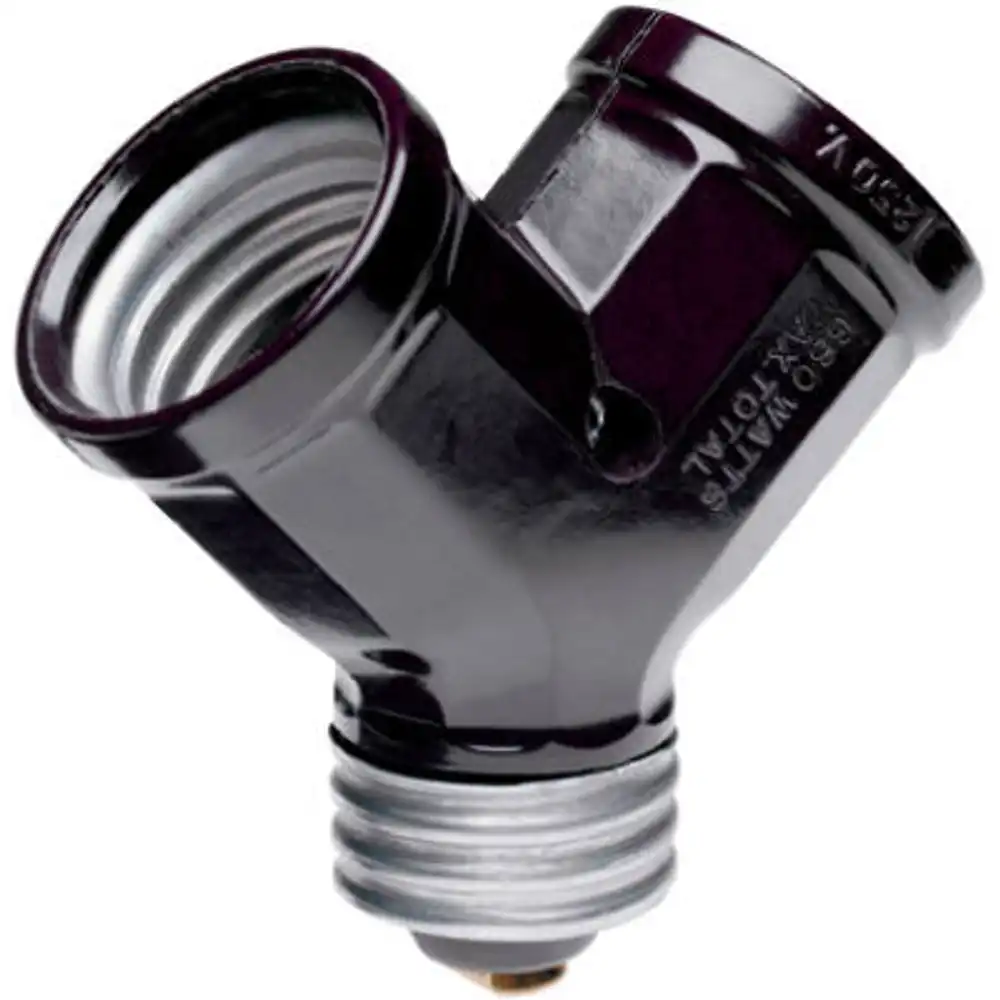 pass & seymour single to twin lampholder adapter, black