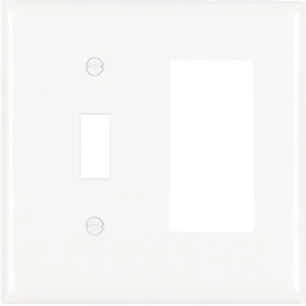 pass & seymour 1-toggle & 1 decorator opening nylon wall plate, white