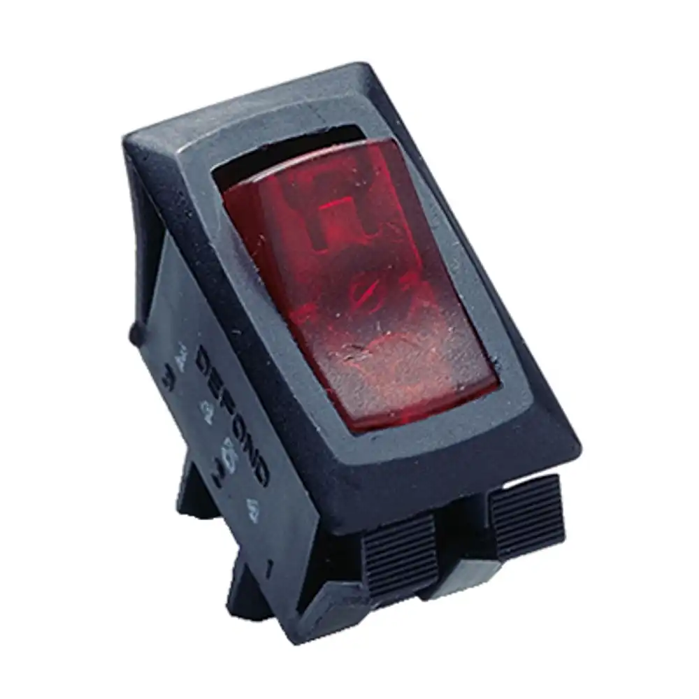 illuminated rocker switch, red, 12-amp, 125-volt